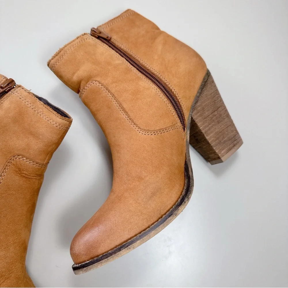 Aldo Womens 9 Suede Leather Heeled Ankle Bootie Brown Color - Picture 12 of 15